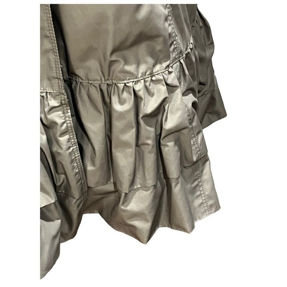 Burberry London Double Breasted Belted Green Gray Ruffled Trench Coat Sz US 6 - Picture 3 of 16